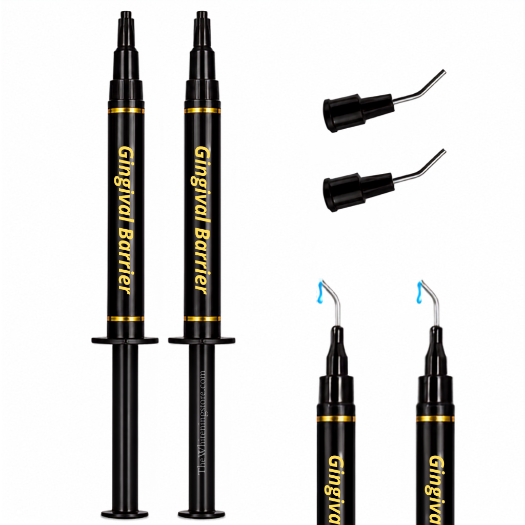 Gingival Barrier product with applicators on a white background