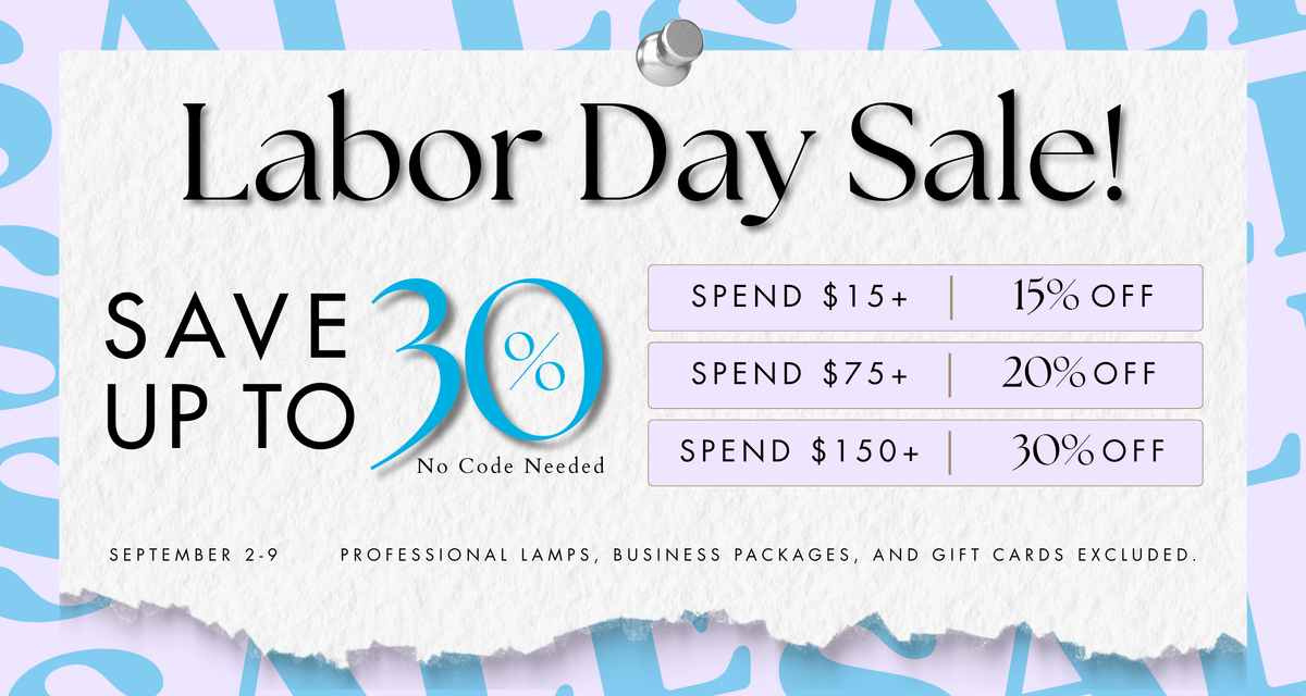Labor Day sale banner: spend $15+ for 15% off, $75+ for 20% off, or $150+ for 30% off. No code needed. Sale runs September 2–9; exclusions apply.