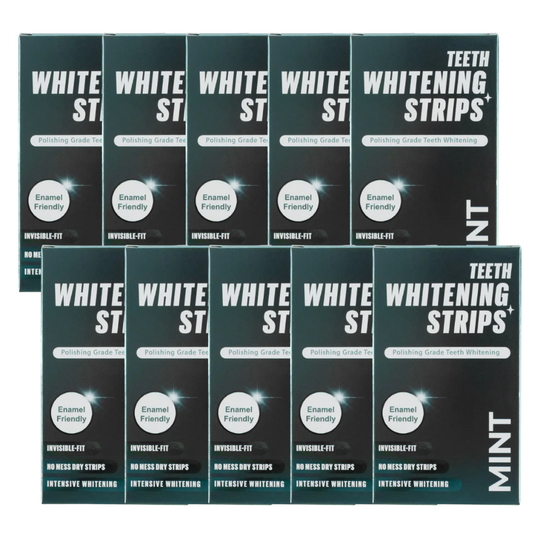 10-pack of complete 14-day whitening strips kits from The Whitening Store