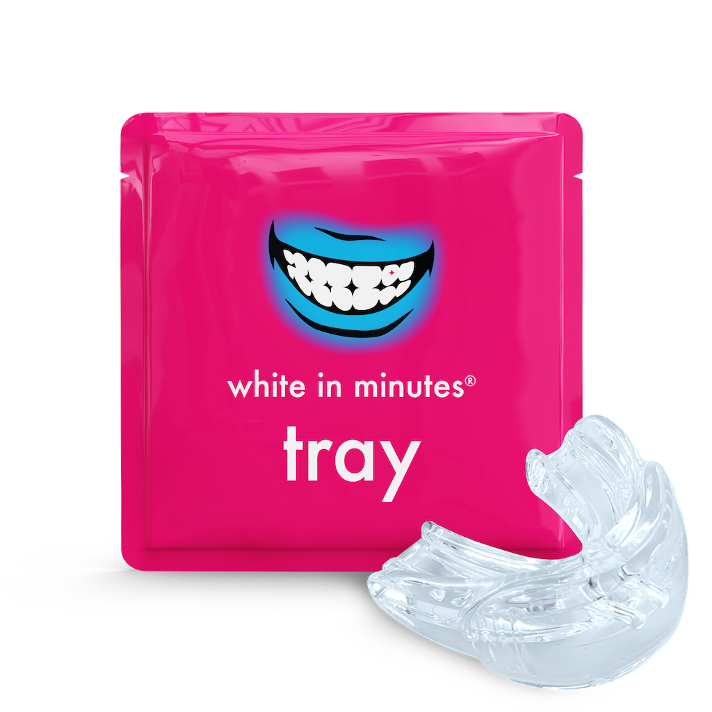 White in Minutes Teeth Whitening Mouth Tray & Packaging Front Side - The Whitening Store - TheWhiteningStore.com