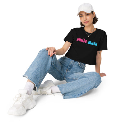 Women’s Smile More Cropped Top T-Shirt