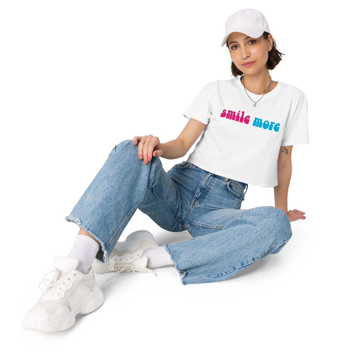 Women’s Smile More Cropped Top T-Shirt